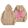 thumbnail image 5 of Oversized Sweatshirt for Women Pink Ribbon Print Cancer Awareness Hoodie Long Sleeve Fall Winter Pullover Tops (Khaki, S), 5 of 6