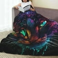 thumbnail image 6 of Honeii Futuristic Cat Warrior Print Fleece Blanket - Throw Blanket for Bed, Sofa, Couch, Camping, and Travel , Microplush Ultra Soft Warm Blanket-60"x50", 6 of 7