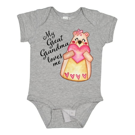 

Inktastic My Great Grandma Loves Me- Bear with Heart Gift Baby Boy or Baby Girl Bodysuit