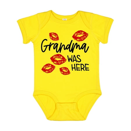 

Inktastic Grandma Was Here Red Kisses Boys or Girls Baby Bodysuit