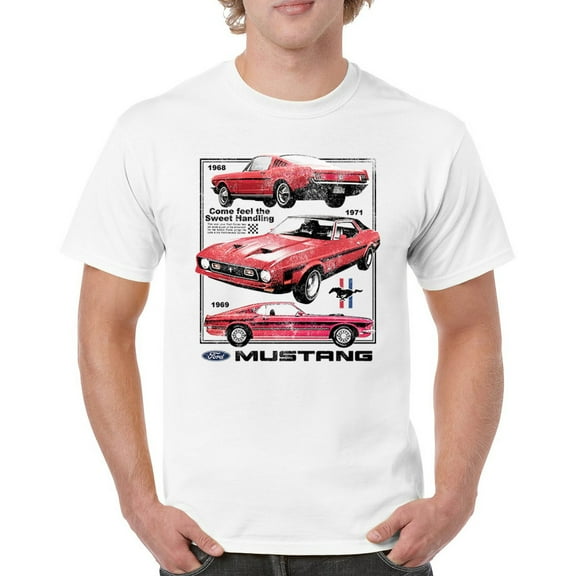 Ford Mustang Poster 1968 1969 1971 T-shirt Legendary Performance American Classic Muscle Car Licensed Men's Tee