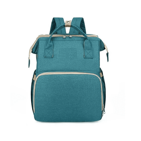 Mochila Pañalera Cuna Impermeable Para Bebe Verde