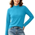 thumbnail image 2 of ClodeEU Women's Mock Neck Long Sleeve Slim Fit Basic Tee,Solid Stretchy Layering Base Top ,Women's Plus XXL, 2 of 5