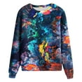 thumbnail image 6 of Bibifish Womens Sweatshirts Printed Tie Dye Pattern Print Crewneck Long Sleeve Pullover Sweatshirts Casual Spring Fall Lightweight Relaxed Fit Tunic Tops, 6 of 6