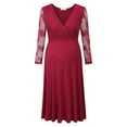 thumbnail image 2 of Women's Wrap Maternity Dress Half Sleeve Empire Waist Midi Dress with Belt, 2 of 9