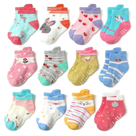 

12 Pairs Baby Non Slip Socks Toddler Socks With Grips Ankle For Infants Girls Boys