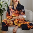 thumbnail image 6 of Lsque Tennis Ball In Fire1 Pattern Long Sleeve Pajama Set for Women - Soft 2-Piece Sleepwear and Loungewear Set with Pockets, Comfy Nightwear-Large, 6 of 7