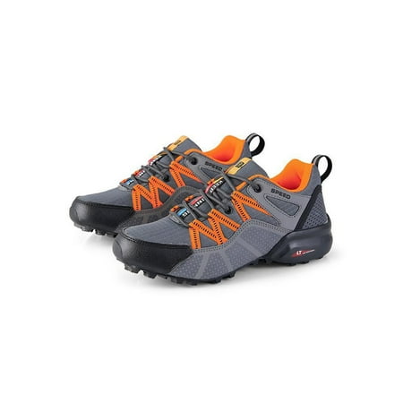 

Woobling Mens Trekking Shoe Breathable Outdoor Shoes Lace Up Sneakers Climbing Athletic Sneaker Anti-skid Trainers Comfort Lightweight Gray Orange 9