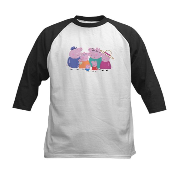 CafePress - Peppa Pig: Granny & Grandpa Pig Kids Baseball T Shirt - Kids Cotton Baseball Jersey, 3/4 Sleeve Shirt