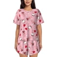 thumbnail image 1 of Fotbe Gnome With Heart Conjunto de Pijama Estampado para Mujer, 2 Piezas, Ropa de Dormir con Camiseta de Manga Corta y Shorts Suaves-4X-Large, 1 of 6