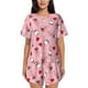 thumbnail image 1 of Balery Gnome With Heart Conjunto de Pijama para Mujer con Estampado, Dos Piezas de Manga Corta y Shorts, Ropa de Dormir Suave con Cuello Redondo y Bolsillos-Small, 1 of 6