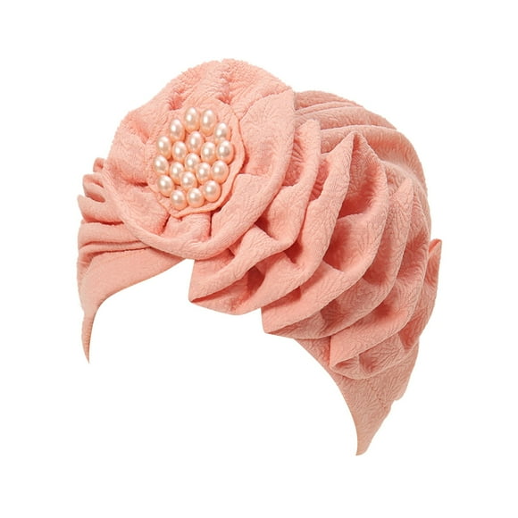 Outfmvch Head Scarves for Chemo,Head Wraps Turbans Eid Al Fitr Season Flower Wrinkled Long Strip Headscarf Hat Headscarf Chemo Headwear Hair Scarf Pink One Size