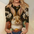 thumbnail image 1 of TaTaai Women Easter Themed Print 3/4 Sleeve Crew Neck T-Shirt Casual Pullover Top Ladies Spring Outdoor Gathering Wear Soft Breathable Non-See-Through No Fading Stylish Top Gift, 1 of 5