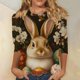 thumbnail image 1 of TaTaai Women Easter Themed Print 3/4 Sleeve Crew Neck T-Shirt Casual Pullover Top Ladies Spring Outdoor Gathering Wear Soft Breathable Non-See-Through No Fading Stylish Top Gift, 1 of 5