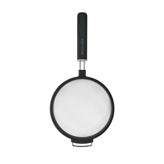 KitchenAid Stainless Steel 7in Fine Mesh Strainer with Ergonomic Handle and Resting Lip, Black