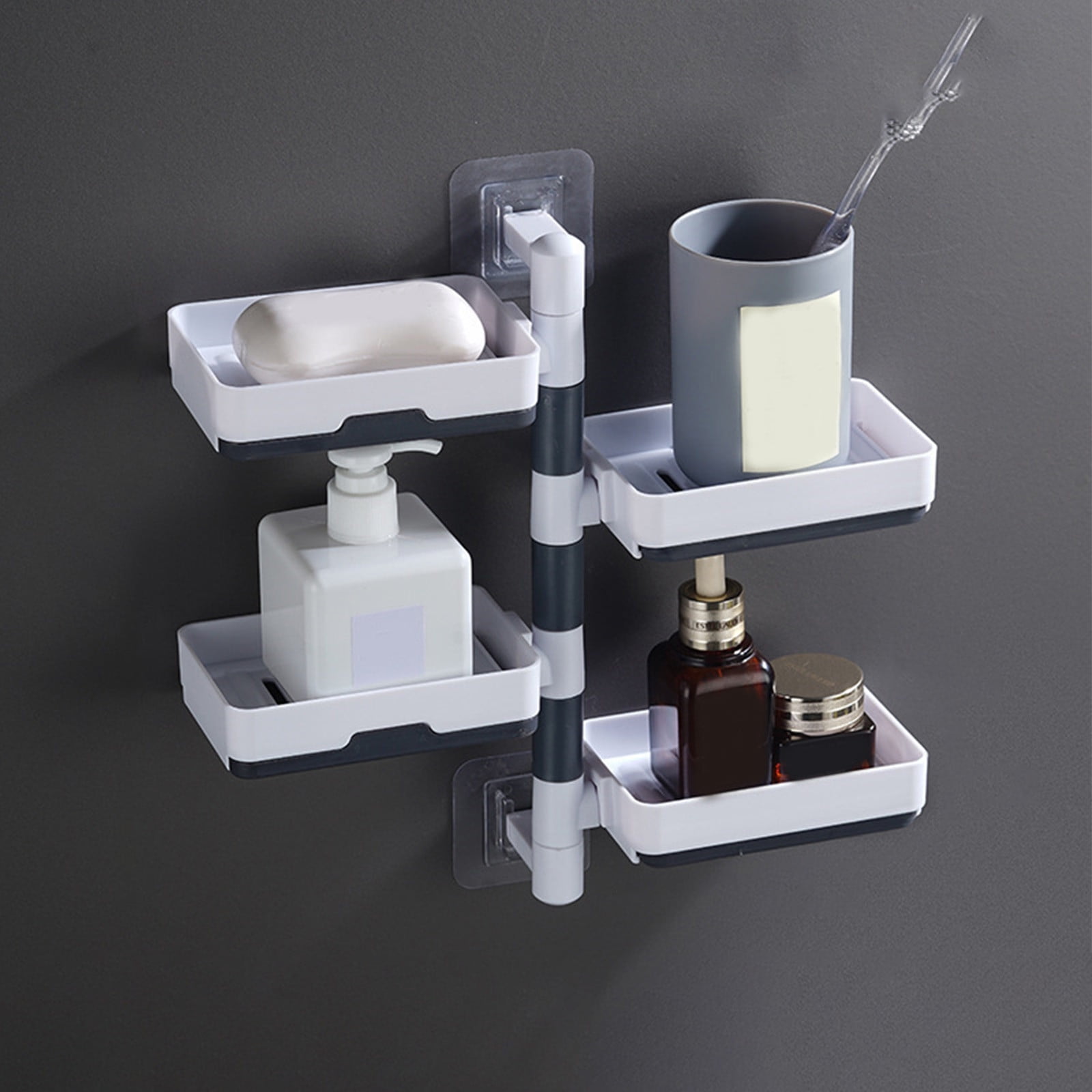 Sentmoon Prime Day Deals 2024 Canada Soap 4-Layer Self-Adhesive Soap Dish Wall Mounted Rotatable Soap Box Storage For Bathroom Kitchen Deals of the Day Clearance Prime