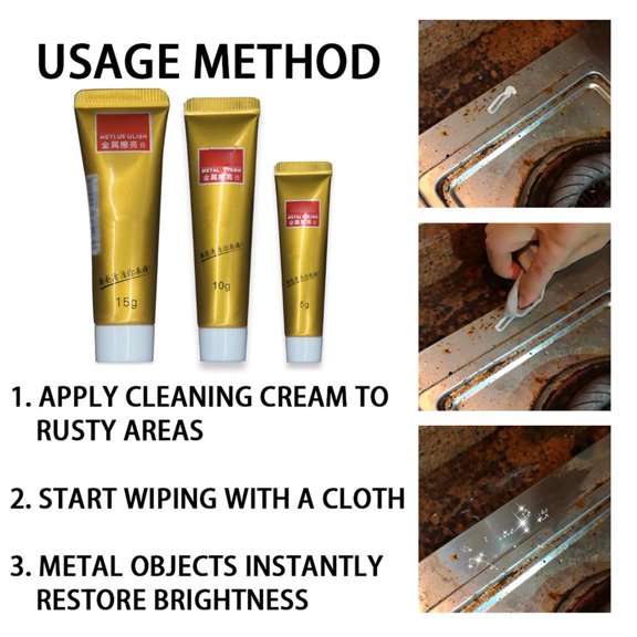 Easily Applyable Metal Polish Paste Safe to Use on Stainless Steel Aluminum & Other Non Coated Metals to Restore Their Luster