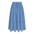thumbnail image 3 of Lutiedan Girls' Maxi Skirts Tiered Elastic Waist Drawstring Flowy Skirts Ruffle Pleated Casual Summer Long Skirts Size 3-15, 3 of 7
