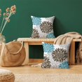 thumbnail image 2 of Brown Blue Pillow Covers 18x18 Inch 2 Pcs, Summer Geometric Elegant Dahlia Decorative Throw Pillows, Dark Teal Flower Outdoor Decor Pillowcase Square Cushion Cover Gift for Couch, 2 of 6