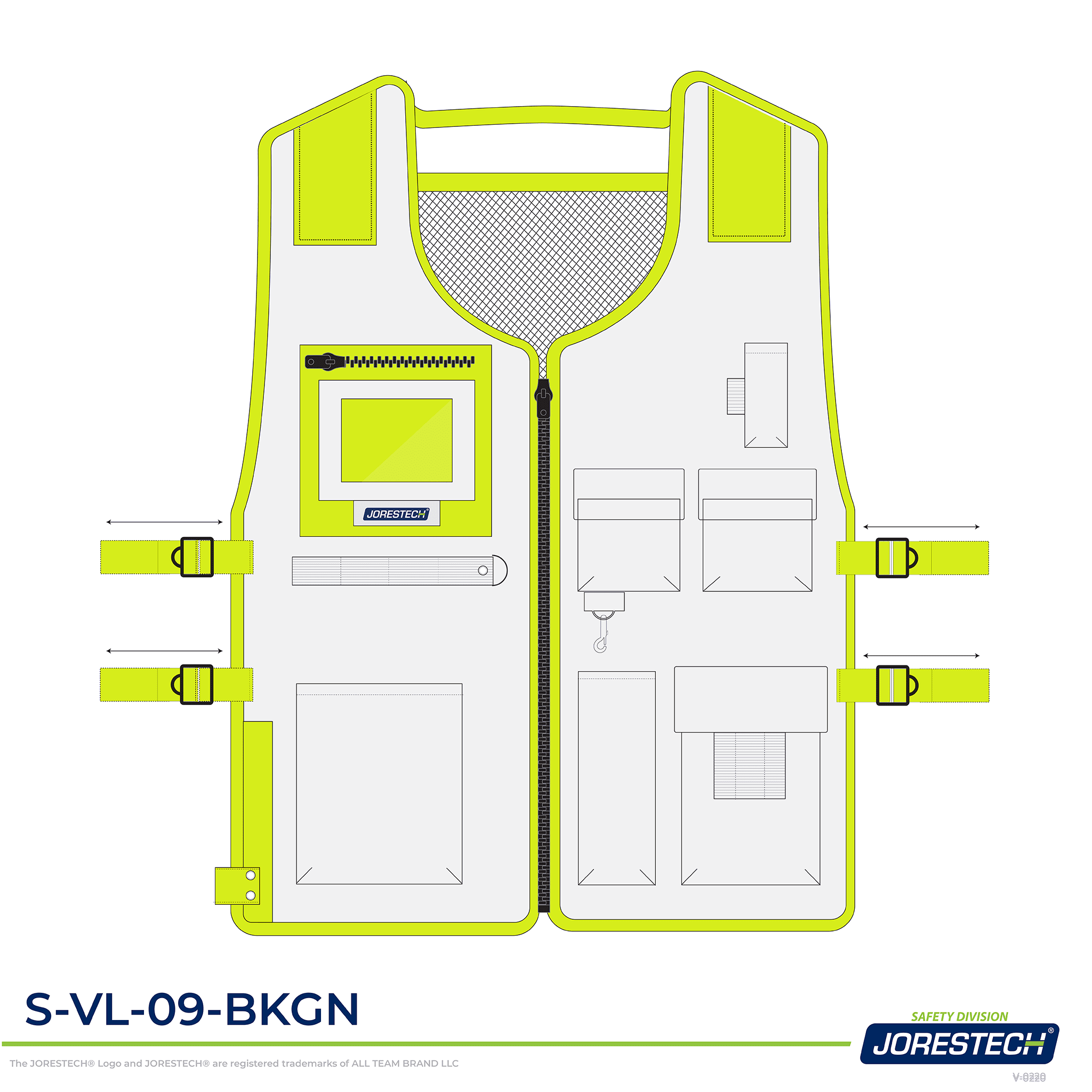 Jorestech, Black, Green, S-VL-09-BKGN-OS, 10.00 x 6.50 x 1.50 inches, Technopack Corporation