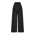 thumbnail image 4 of QLEICOM Womens Slacks Women's Wrinkle Free Relaxed Fit Straight Leg Pants Solid Pants Comfortable Elastic High Waist Wide Leg Loose Beach Pants Wide Leg Pants Relaxed Fit Trousers, 4 of 6