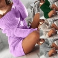 thumbnail image 4 of GENEMA Women Autumn Long Sleeve Sexy Off the Shoulder Mini Sweater Dress Simple Solid Color Slim Package Hip Pullover Knitted Tunic Streetwear, 4 of 16