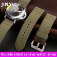 thumbnail image 2 of Correa de reloj de lona gruesa de doble cara de 24 mm para la serie Breitling Panerai Sneaking PAM441 PAM111, 2 of 5