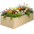 thumbnail image 1 of Noble House Raised Garden Bed, Galvanized Planter Box Stand Outdoor,Beige, 1 of 5