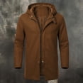 thumbnail image 5 of Ceisia Men's Solid Hooded Wool Blend Coat Zip Button Hybrid Windproof Long Sleeve Outerwear Gift, 5 of 9