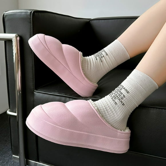 RKSTN Slippers for Women Bread Cotton Slippers Couple Style Bread Cotton Slippers Thick-Soled Cotton Slippers Men's Fall And Winter Tthickened Cotton Slippers Soft Comfy Slippers