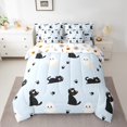 thumbnail image 2 of Feelyou Funny Black Cat Bedding Comforter Set 7pcs for Teens, Kawaii Kitten Animal Queen Bedding Sets, Cartoon Cute Ghost Reversible Queen Sheet Sets, Super Cozy Room Decor, 2 of 8