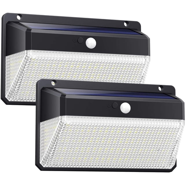 158 luces solares LED para exteriores【Paneles solares de 3000LM-2400mAh】Luces solares con sensor de movimiento Focos inalámbricos para exteriores【Impermeables, a prueba de niebla, nieve y calor】 JAMW Sencillez
