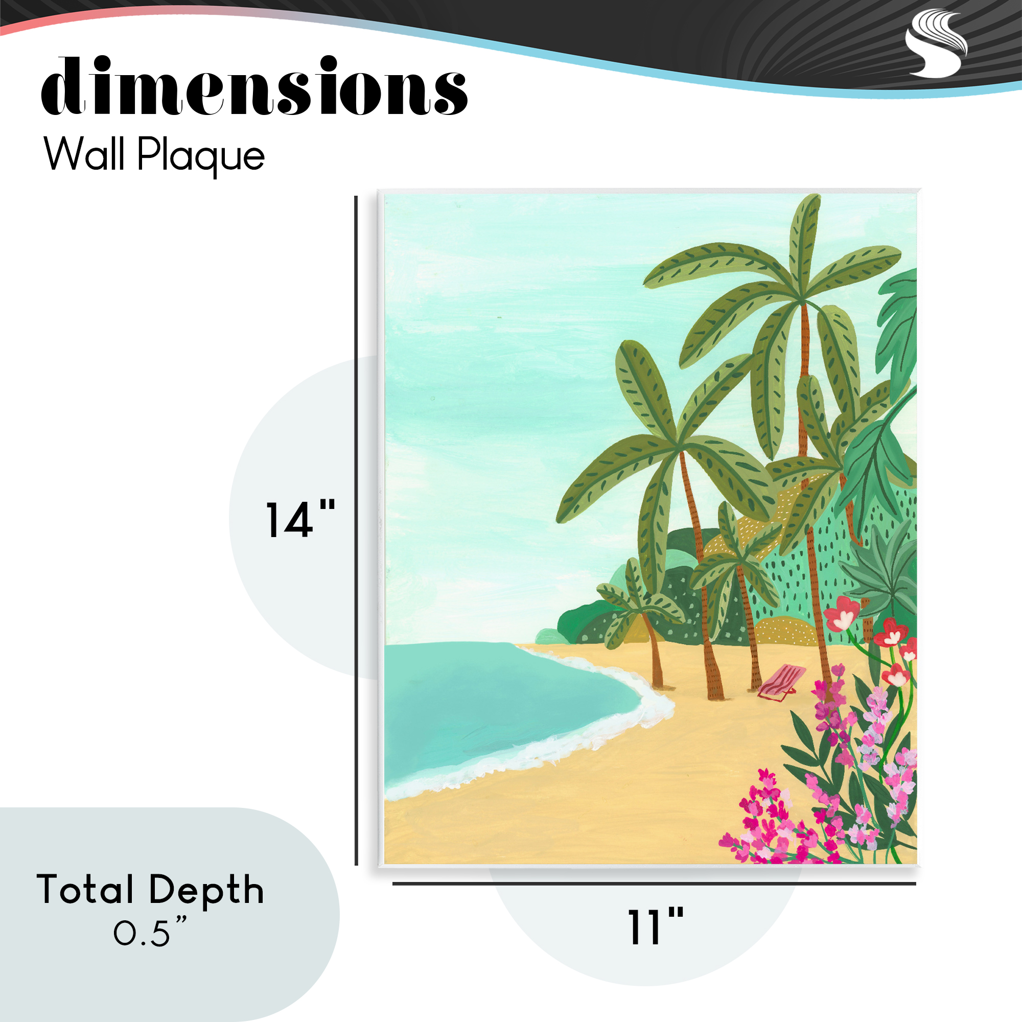 Palm Filled Shoreline Wall Plaque Art, design by Nabeela Rumi
