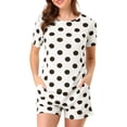 thumbnail image 1 of Conjuntos de pijama corto para mujer Allegra K Ropa de dormir manga corta con lunares lindos Blanco XXL, 1 of 6