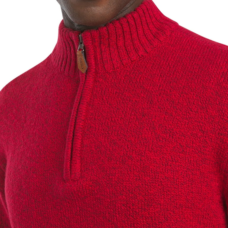 Chaps Men s Big Men s Twist Mockneck Quarter Zip Pull Over Sweater Sizes S 2XL Red