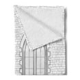 thumbnail image 2 of Brick Wall Soft Flannel Fleece Blanket, Shabby Wall Sketch Pattern Architectural Building Facade with a Gothic Window, Cozy Plush for Indoor and Outdoor Use, 70" x 90", Black White, by Ambesonne, 2 of 5
