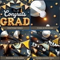 thumbnail image 4 of Gold Accent Graduation Banner Navy Blue Congrats Backdrop Graduation Cap Diploma Scroll Grad Display for Graduation Party College Graduation Grad Ceremony, 4 of 9