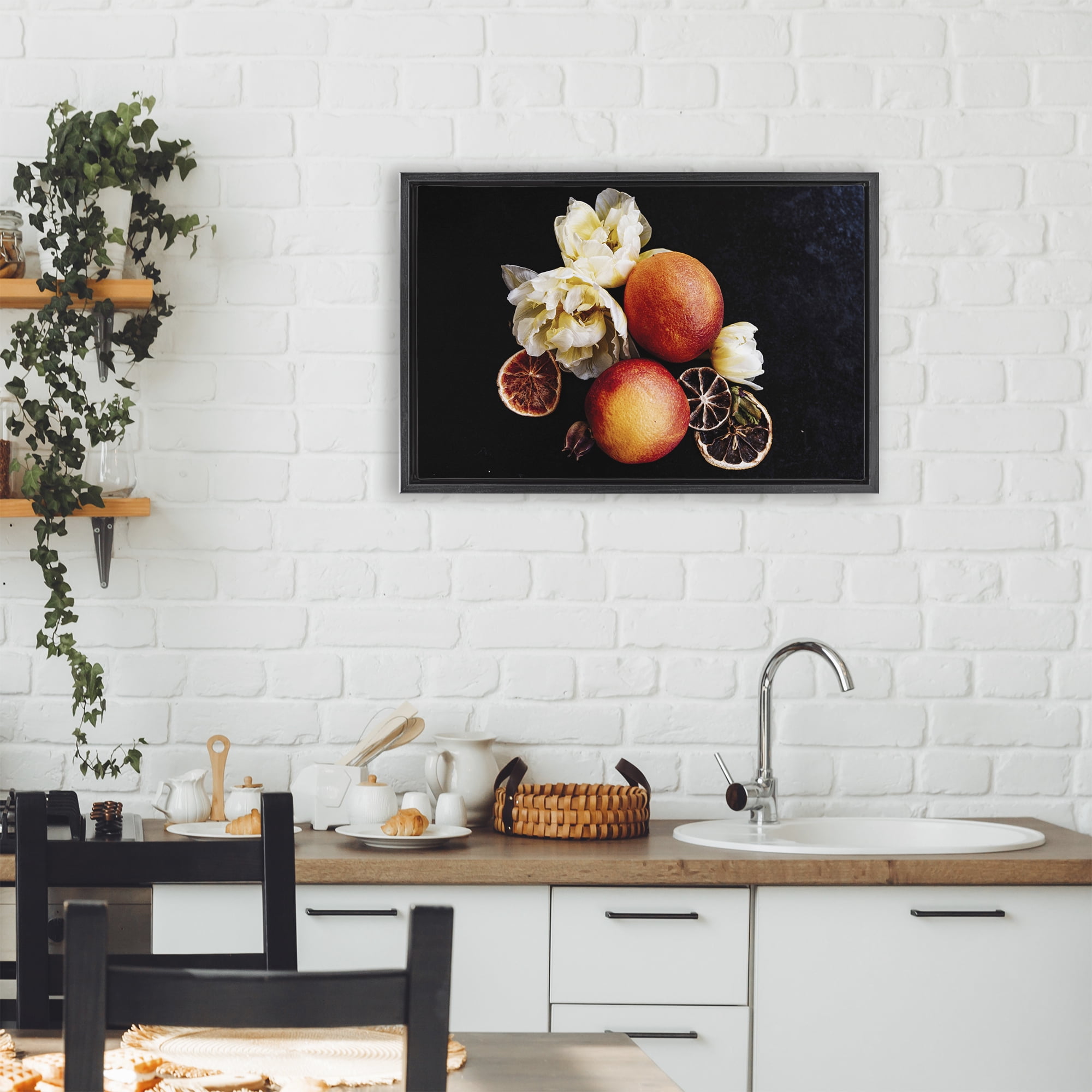 The Still Spring Fruit Black Framed Floater Canvas Wall Art, design by Amy Carroll