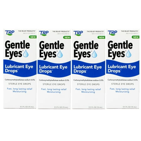 4 Pack - TRP Gentle Eyes Lubricant Eye Drops, Fast Long Lasting Relief, Moisturizing, 0.5 fl oz