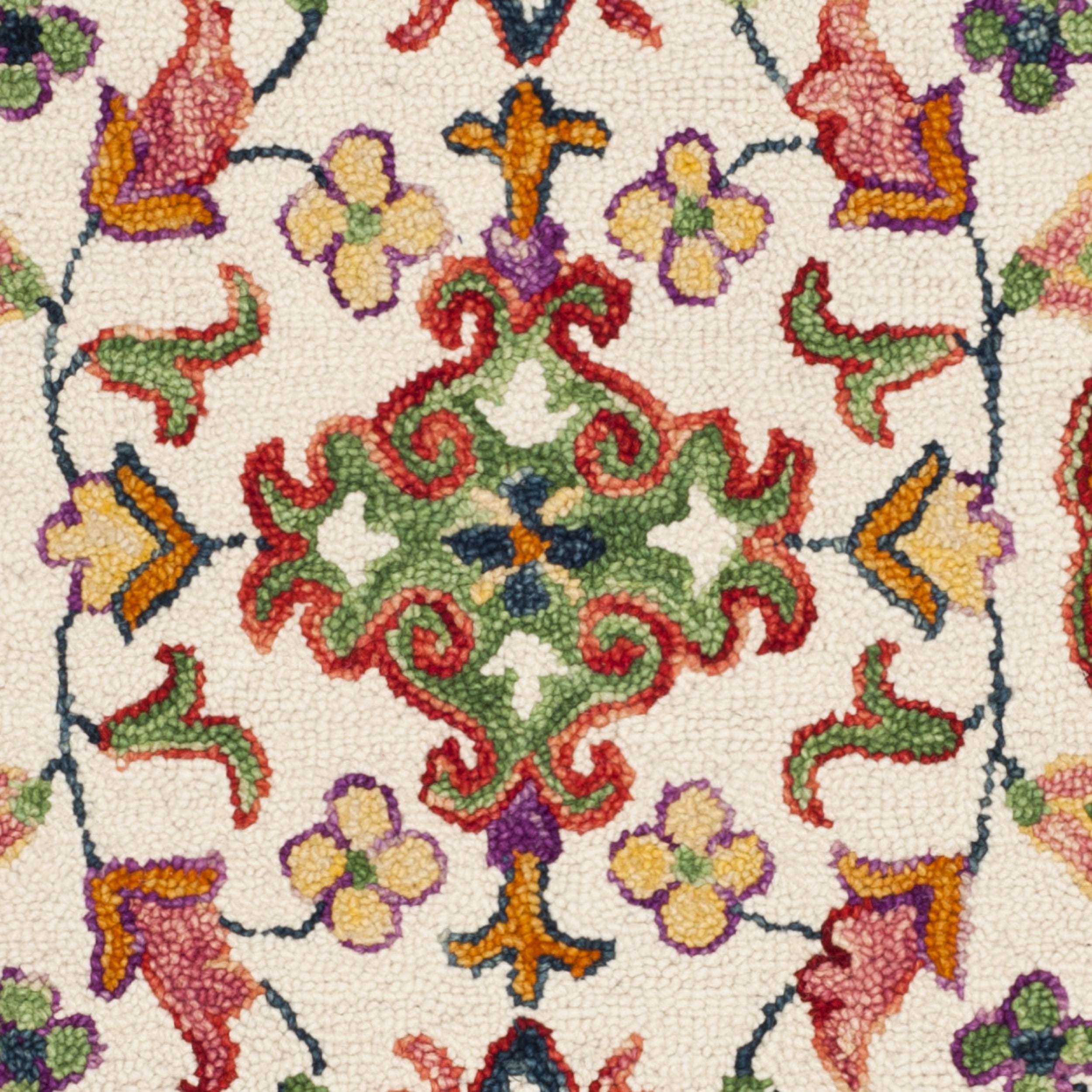 SAFAVIEH Blossom Ira Floral Wool Fringed Area Rug, Ivory/Multi, 3' x 5'