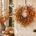 thumbnail image 2 of AYktou Artificial Fall Wreath for Front Door, 16 Inch Autumn Wreath for Home Decor, Orange Oak Leaves with Linen Bow, Thanksgiving Wreath for Farmhouse Indoor Outdoor Window Wall Door Decor, 2 of 7