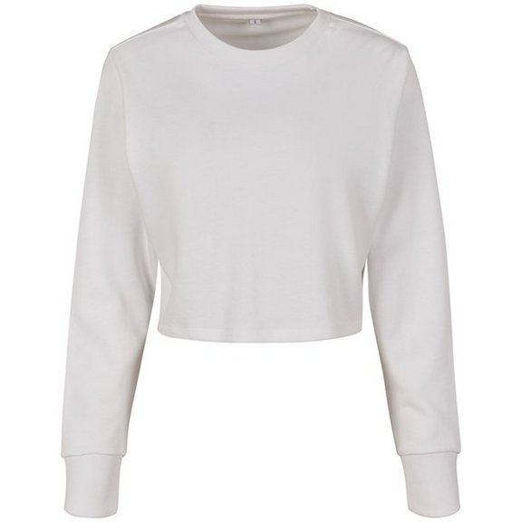 Build Your Brand Womens Terrycloth Crop Sweatshirt