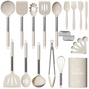 GPED 30-Piece Silicone Cooking Utensil Set with Stainless Steel Handles