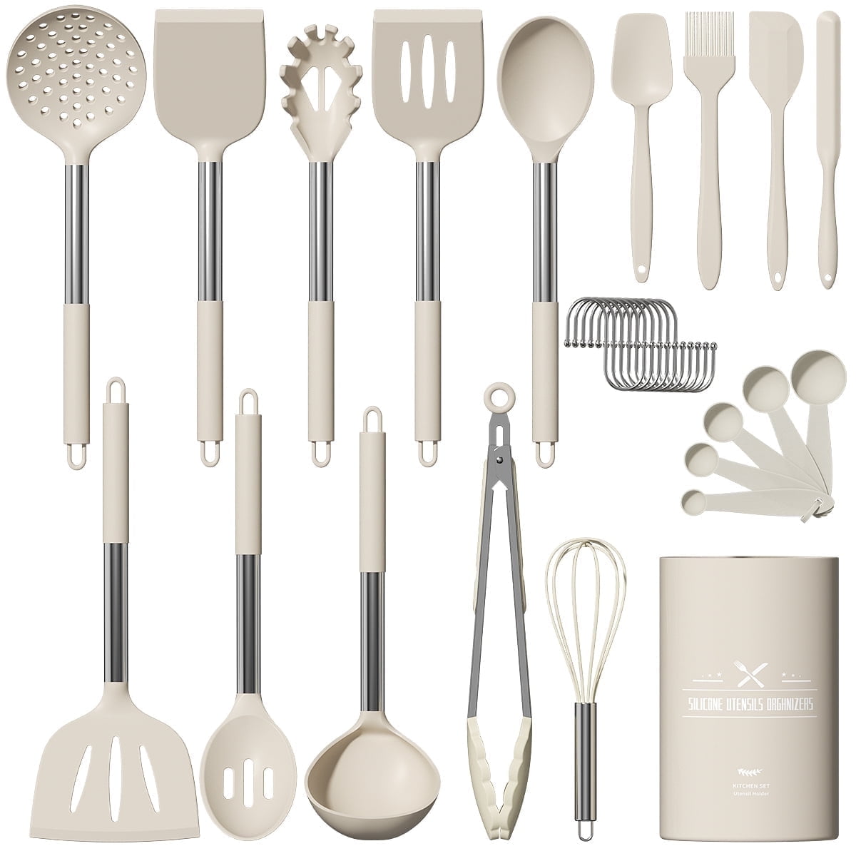 GPED 30-Piece Silicone Cooking Utensil Set with Stainless Steel Handles photo 1