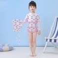 thumbnail image 5 of BOOMNY Toddler Baby Girls One Peice Swimsuits Long Sleeve Bathing Suit With Hat Hawaiian Graphic Lightweight Summer Vacation Beach Swimwear, 5 of 6