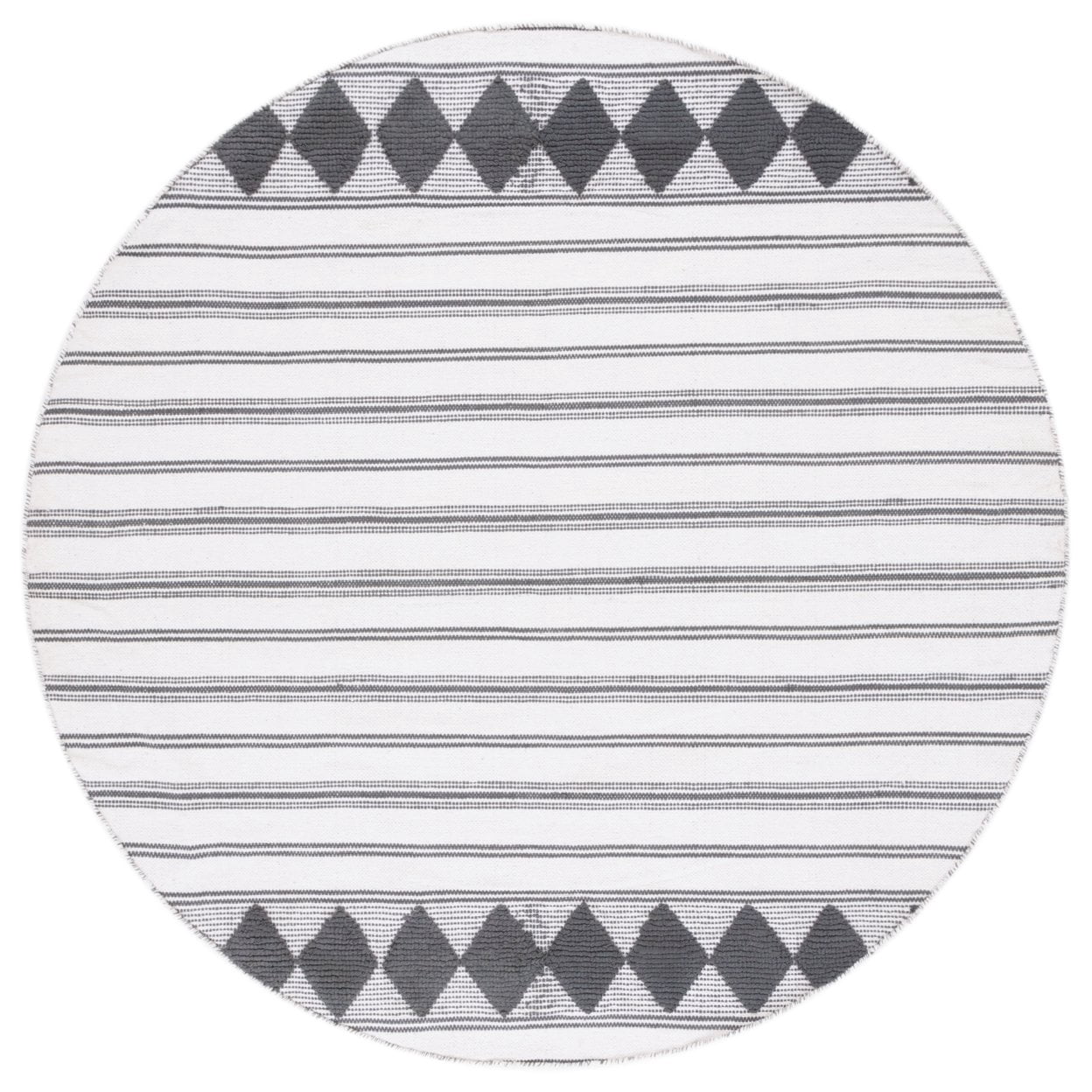 SAFAVIEH Montauk Foliage Striped Cotton Area Rug, Dark Grey/Ivory, 6' x 9'
