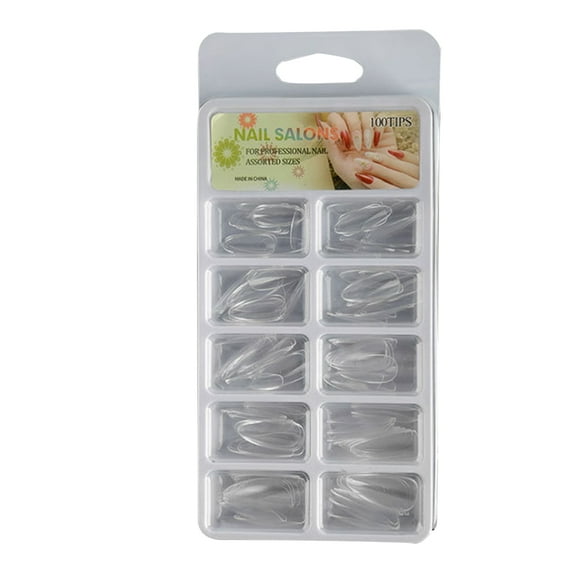HESITONE 100pcs/set Press On Nail Acrylic Short False Nails Full Cover Set Artificial Tips Square/Ballerina/Stiletto/Almond/Oval