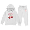 thumbnail image 3 of WOYY Little Girls Sweatsuit Cherry Printed Pullover Hoodie Jogger Pants Clothes Outfits, 3 of 3