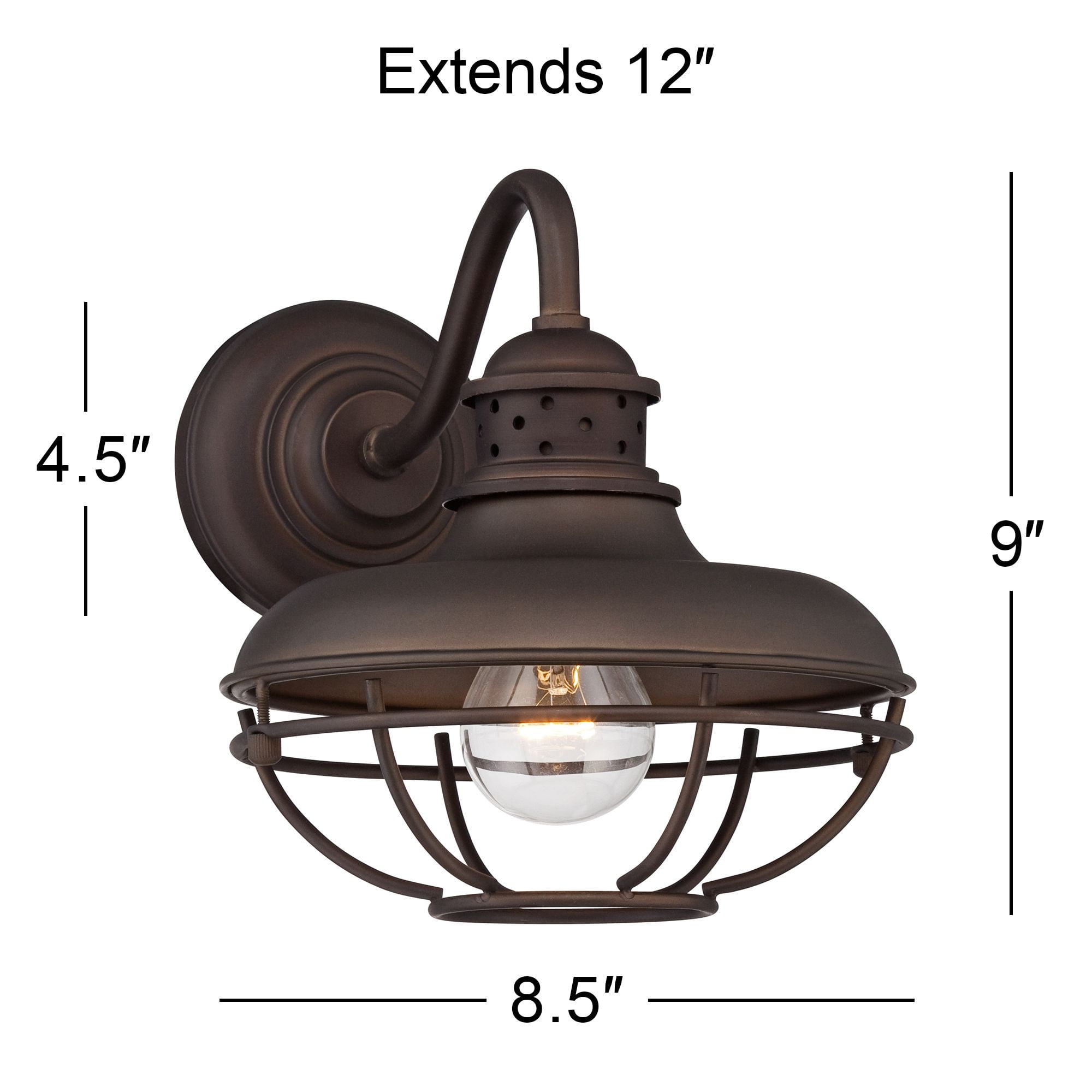 Franklin Iron Works Park Rustic Farmhouse Outdoor Wall Light Fixture Oil Rubbed Bronze Caged 9" for Post Exterior Barn Deck House Porch Yard Patio