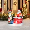 5' Tall Animated Airblown Christmas Inflatable Santa On Fire